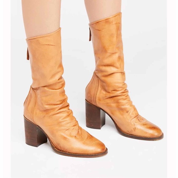 Free People Elle Block Heel Boot Size EU 41 Tan - Picture 5 of 16